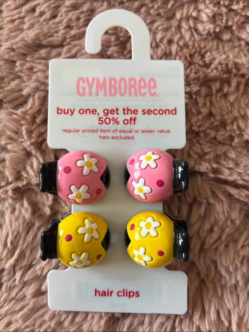 Gymboree Pink & Yellow Daisy Hair Clips - Set of 4